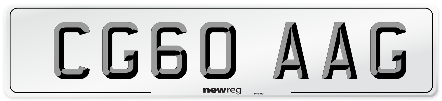 CG60 AAG Number Plate from New Reg